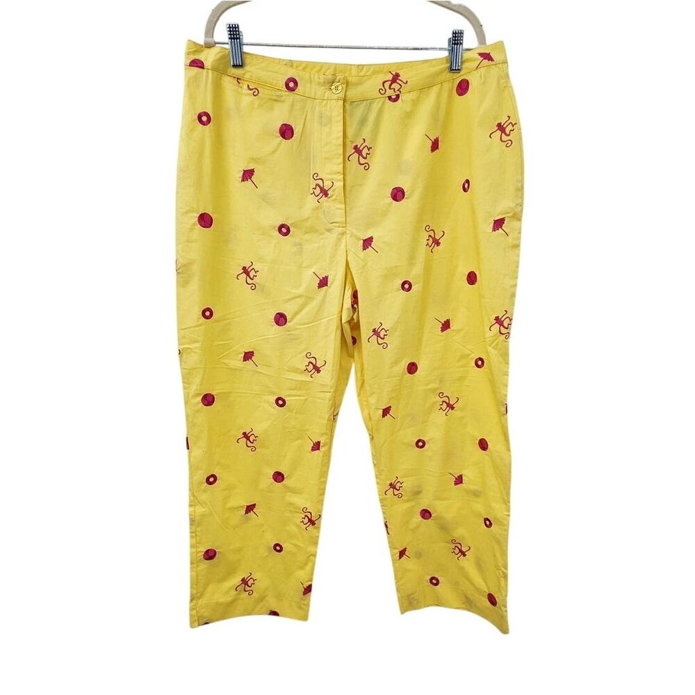 Vintage Lilly Pulitzer Monkey Beach Embroidered Pants Size 16